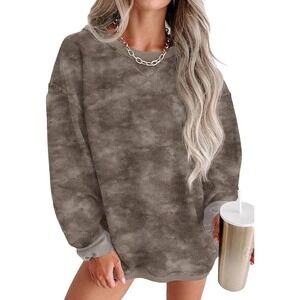 Womens Tie Dye Corduroy Oversized Sweatshirt Long Sleeve Casual Pullover Top